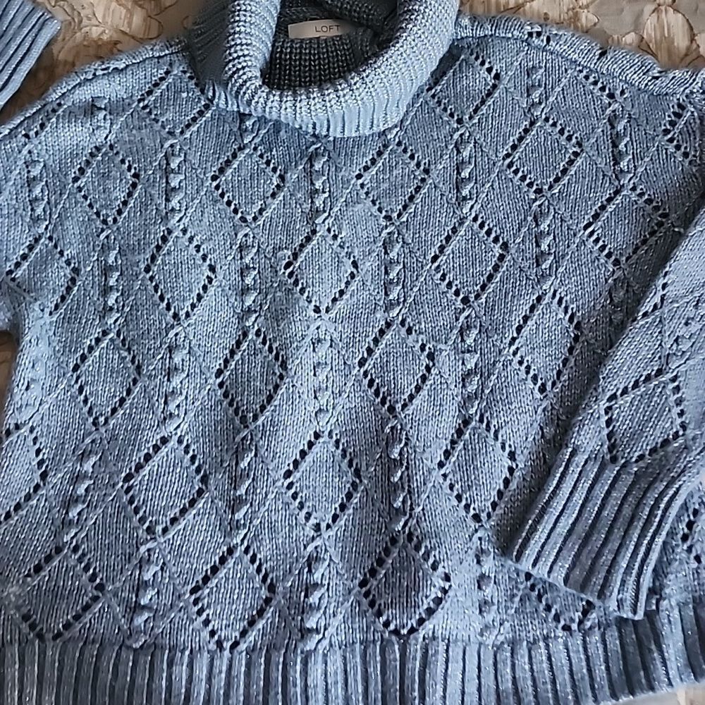 Shimmer Blue Gray Metallic Silver Thread Throughout Size S